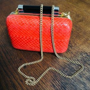 Diane von Furstenberg Tonda Snake Skin Clutch Evening Bag